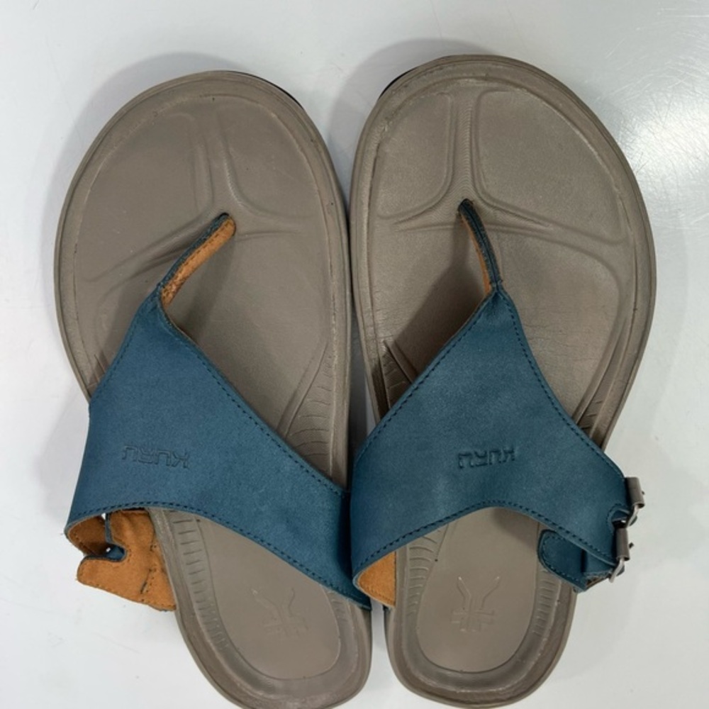 Kuru Blue and Tan Sandals, only worn a couple of times.